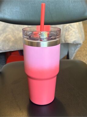 Pink Ombre Insulated Tumbler with Straw - Unbranded